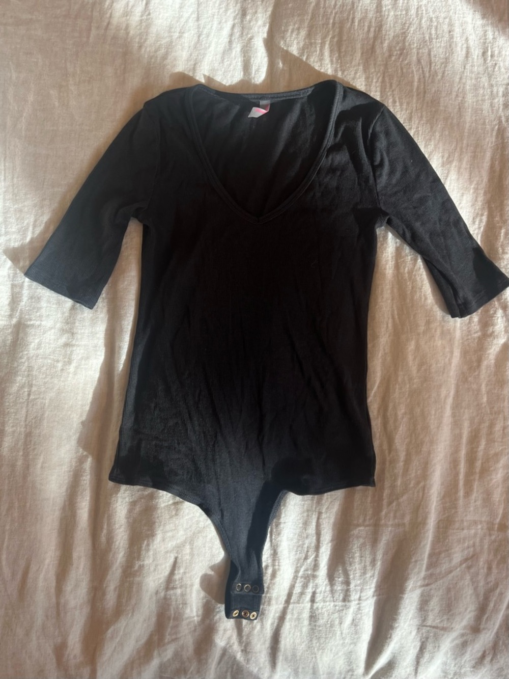 Commando Black Ribbed V-Neck Bodysuit - Picture 2 of 4